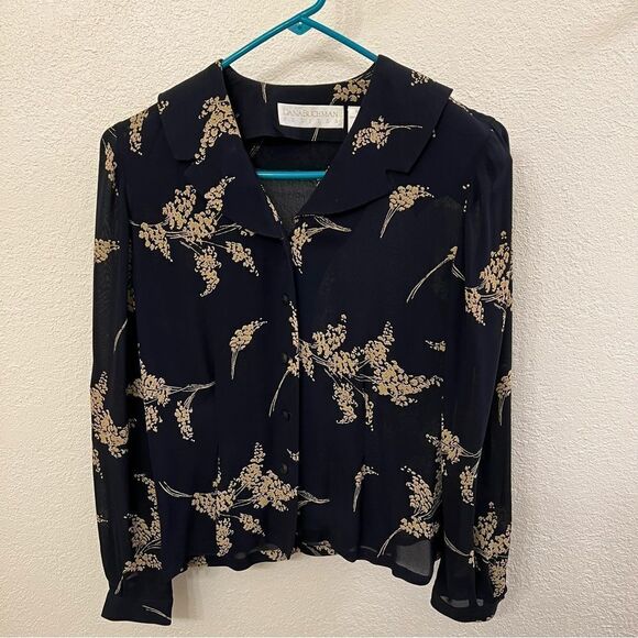 Dana Buchman Petite Sheer Long Sleeve Blouse Size 2 - Picture 1 of 5